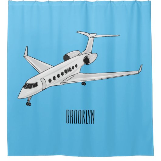 Afbeelding van privé-jet cartoon douchegordijn (Voorkant)