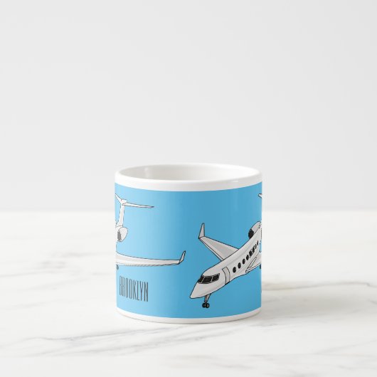 Afbeelding van privé-jet cartoon espresso kop (Voorkant)