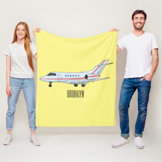 Afbeelding van privé-jet cartoon fleece deken (In situ)