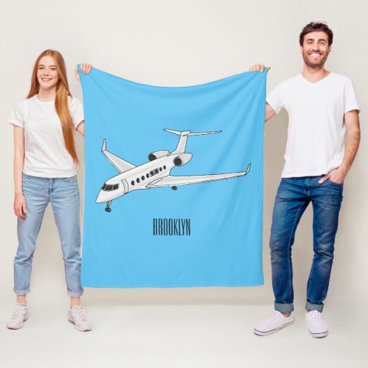 Afbeelding van privé-jet cartoon fleece deken (In situ)