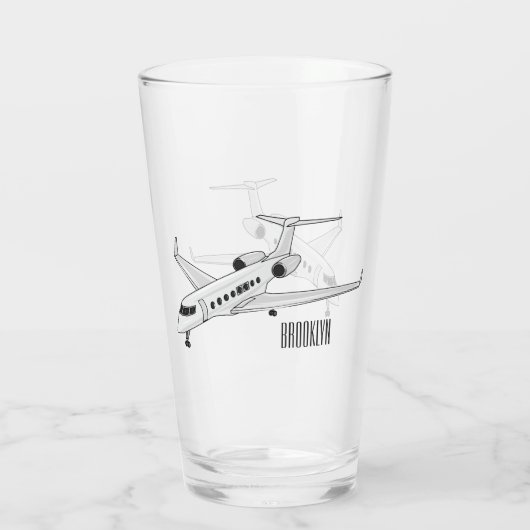 Afbeelding van privé-jet cartoon glas (Achterkant)