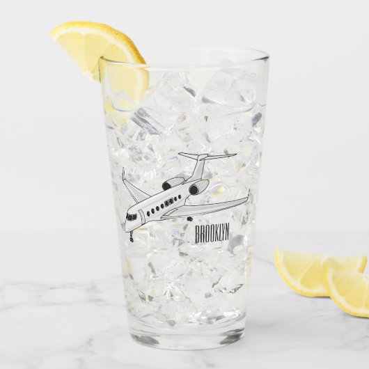 Afbeelding van privé-jet cartoon glas (Voorkant ijs)