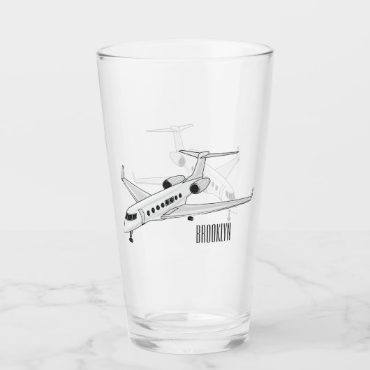 Afbeelding van privé-jet cartoon glas (Voorkant)