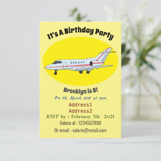 Afbeelding van privé-jet cartoon kaart (Staand voorkant)