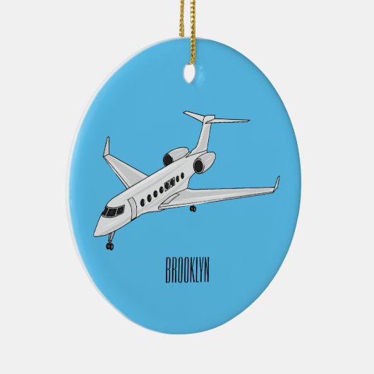 Afbeelding van privé-jet cartoon keramisch ornament (Rechts)