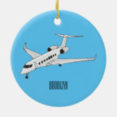 Afbeelding van privé-jet cartoon keramisch ornament (Achterkant)