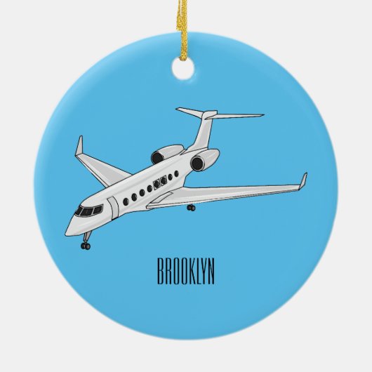 Afbeelding van privé-jet cartoon keramisch ornament (Achterkant)