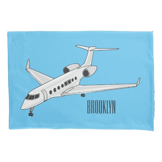 Afbeelding van privé-jet cartoon kussensloop (Voorkant)