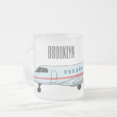 Afbeelding van privé-jet cartoon matglas koffiemok (Voorkant links)