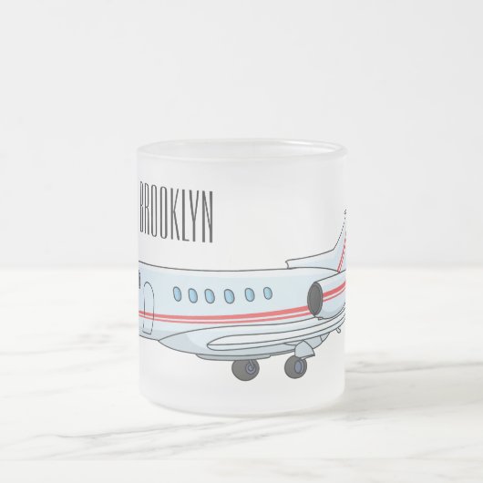 Afbeelding van privé-jet cartoon matglas koffiemok (Center)