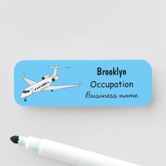 Afbeelding van privé-jet cartoon naamplaatje (In situ)