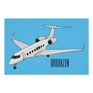 Afbeelding van privé-jet cartoon perfect poster