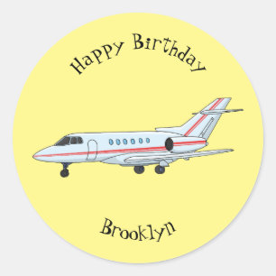 Afbeelding van privé-jet cartoon ronde sticker