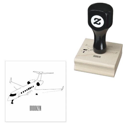 Afbeelding van privé-jet cartoon rubberstempel (Gestempeld)