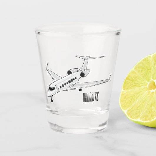 Afbeelding van privé-jet cartoon shot glas (Voorkant)