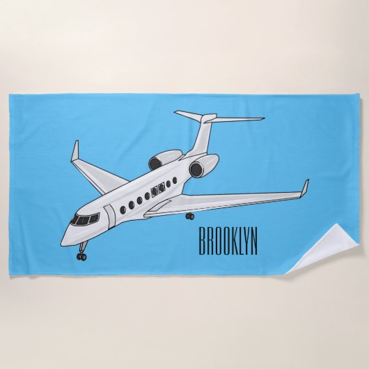 Afbeelding van privé-jet cartoon strandlaken (Voorkant)