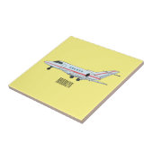 Afbeelding van privé-jet cartoon tegeltje (Zijkant)