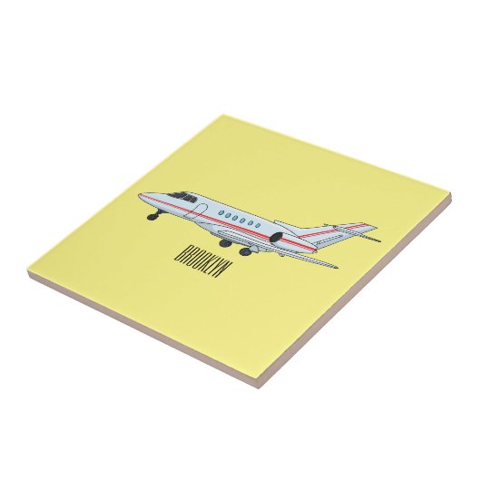 Afbeelding van privé-jet cartoon tegeltje (Zijkant)