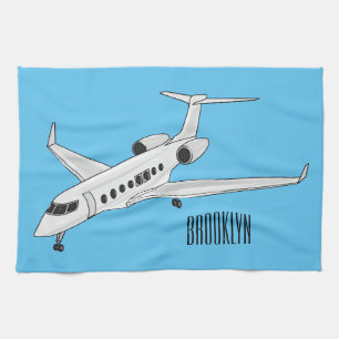Afbeelding van privé-jet cartoon theedoek