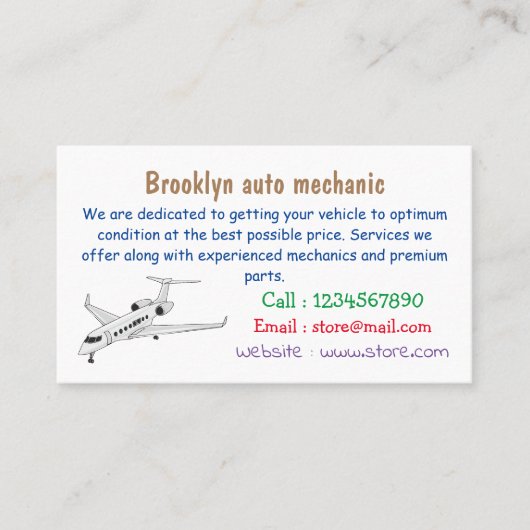 Afbeelding van privé-jet cartoon visitekaartje (Voorkant)