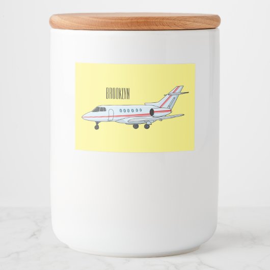 Afbeelding van privé-jet cartoon voedselcontainer etiket (Voorkant)