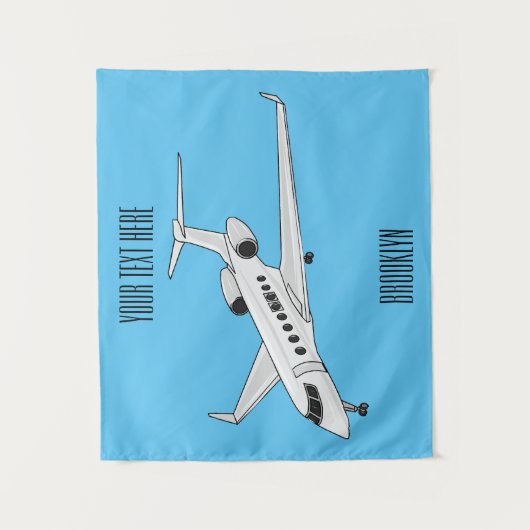 Afbeelding van privé-jet cartoon wandkleed (Voorkant)