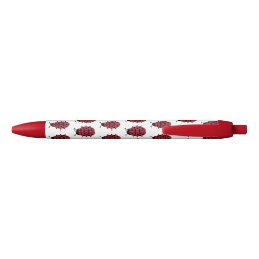 Afbeelding van Red and Black Ladybug Pattern Zwarte Inkt Pen (Achterkant)