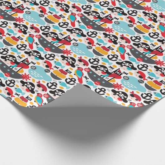 Afbeelding van retropiraten cadeaupapier (Hoek)