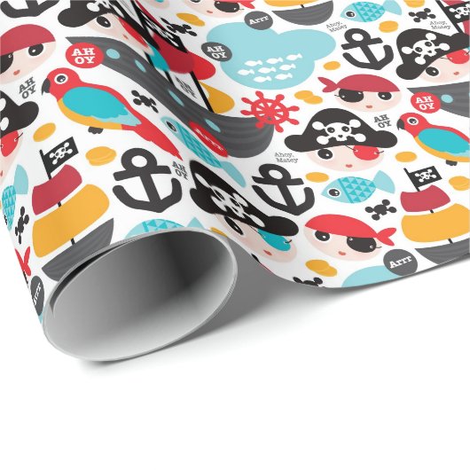 Afbeelding van retropiraten cadeaupapier (Rol Hoek)