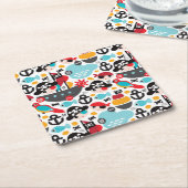 Afbeelding van retropiraten kartonnen onderzetters (Schuin)