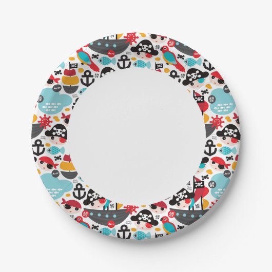 Afbeelding van retropiraten papieren bordje (Voorkant)