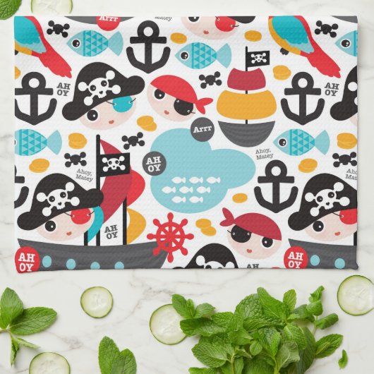 Afbeelding van retropiraten theedoek (Gevouwen)