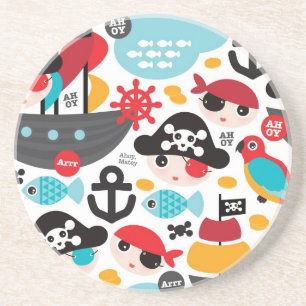 Afbeelding van retropiraten zandsteen onderzetter