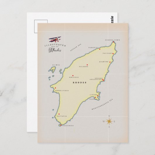 Afbeelding van Rhodes. Briefkaart (Voorkant / Achterkant)