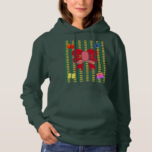 Afbeelding van Rode Boog en Vlinders op Abstracte  Hoodie (Voorkant)