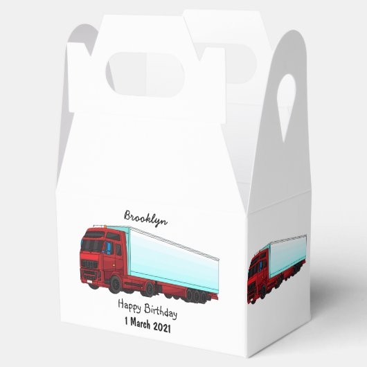 Afbeelding van rode vrachtwagen bedankdoosjes (Geopend)