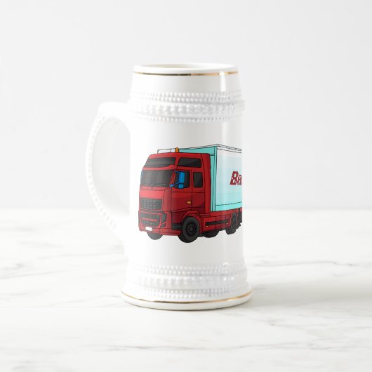 Afbeelding van rode vrachtwagen bierpul (Voorkant links)