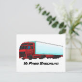 Afbeelding van rode vrachtwagen briefkaart (Staand voorkant)