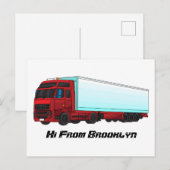 Afbeelding van rode vrachtwagen briefkaart (Voorkant / Achterkant)