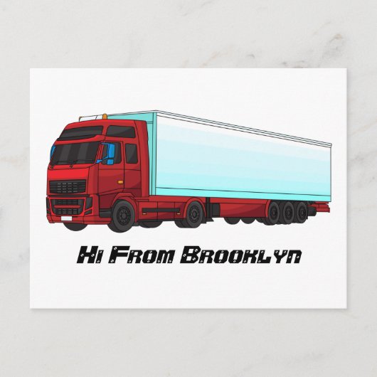 Afbeelding van rode vrachtwagen briefkaart (Voorkant)
