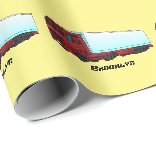 Afbeelding van rode vrachtwagen cadeaupapier (Rol Hoek)