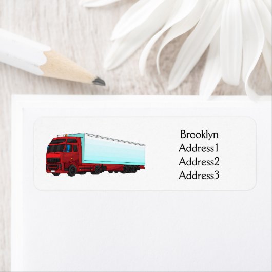 Afbeelding van rode vrachtwagen etiket (Insitu)