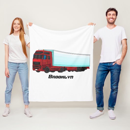 Afbeelding van rode vrachtwagen fleece deken (In situ)