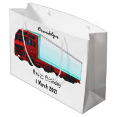 Afbeelding van rode vrachtwagen groot cadeauzakje (Achterkant Gekanteld)