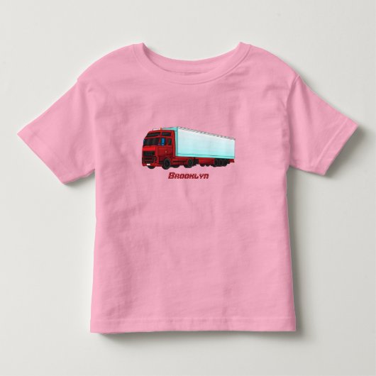 Afbeelding van rode vrachtwagen kinder shirts (Voorkant)