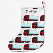 Afbeelding van rode vrachtwagen kleine kerstsok (Achterkant)