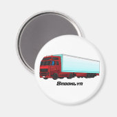Afbeelding van rode vrachtwagen magneet (Voorkant / Achterkant)