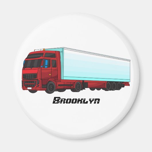 Afbeelding van rode vrachtwagen magneet (Voorkant)