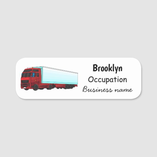 Afbeelding van rode vrachtwagen naamplaatje (Voorkant)