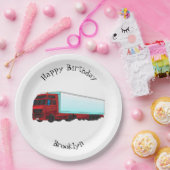 Afbeelding van rode vrachtwagen papieren bordje (Feest)